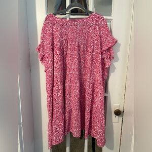 Dress - Pink/Red/ and White